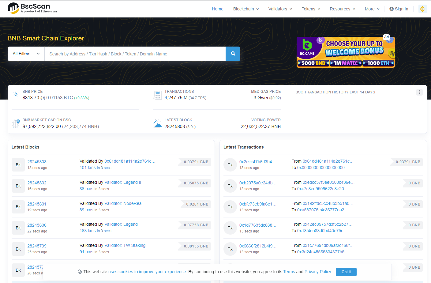 Binance (BNB) Blockchain Explorer