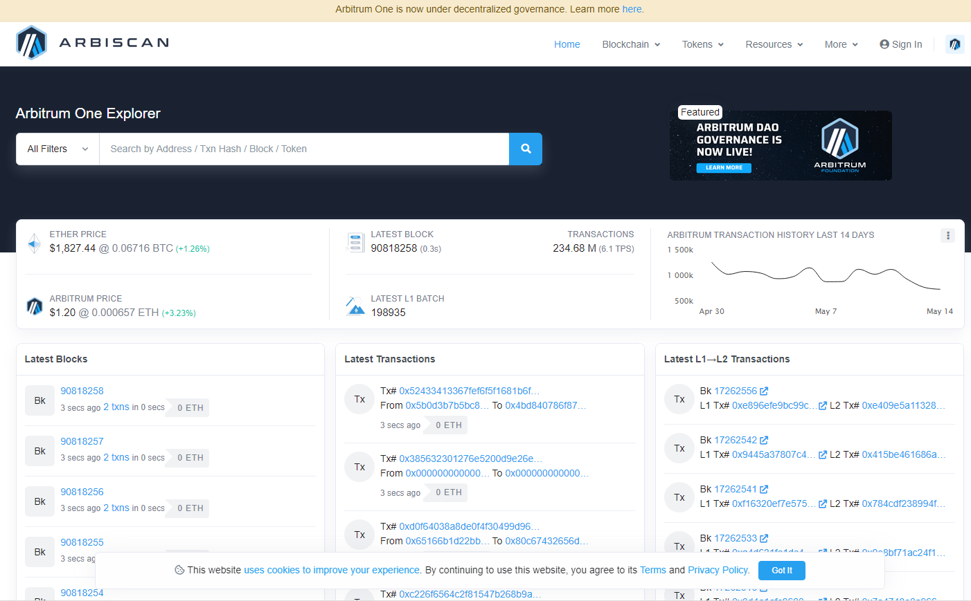 Arbitrum (ARB)官方区块浏览器