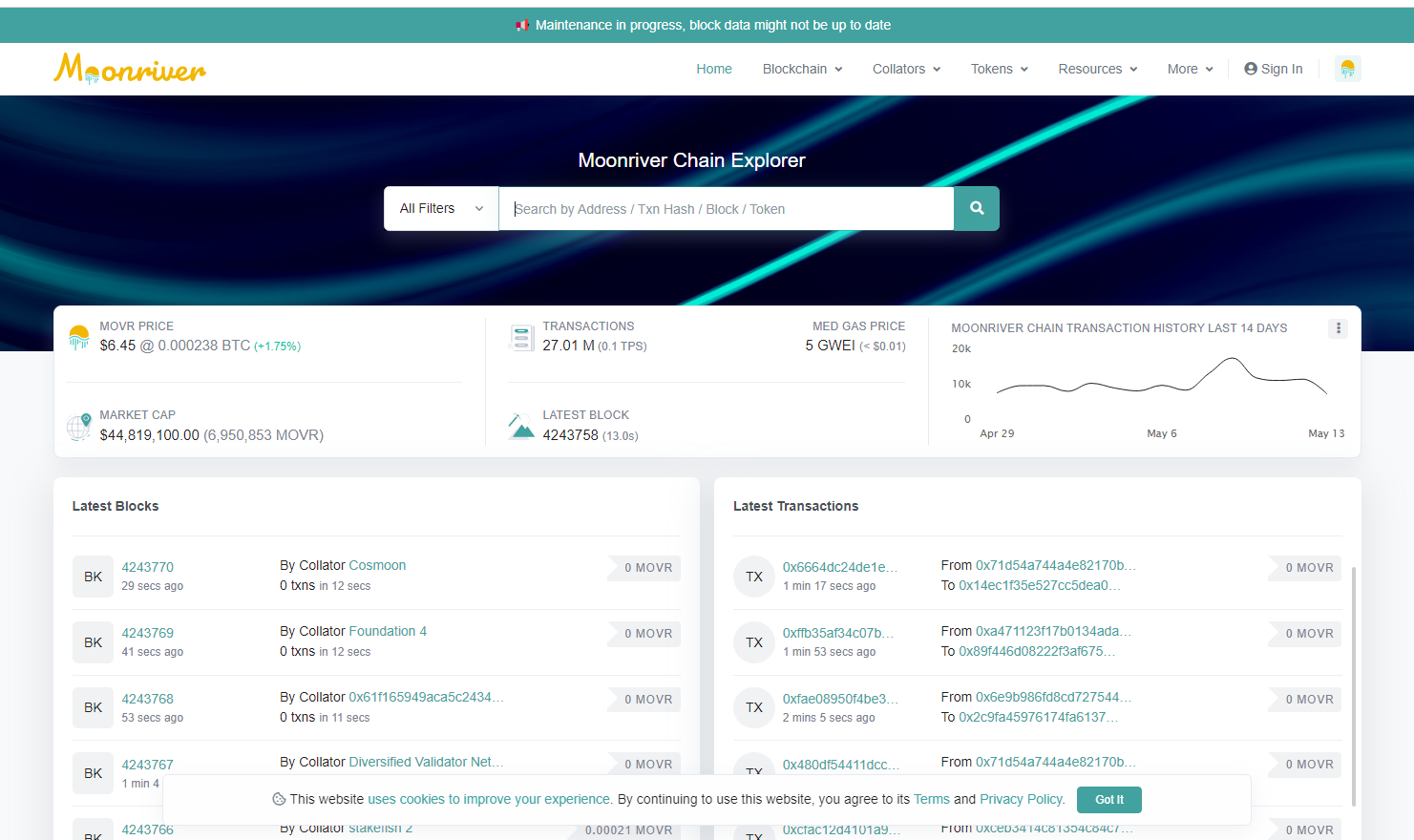 Moonriver (MOVR) Explorer